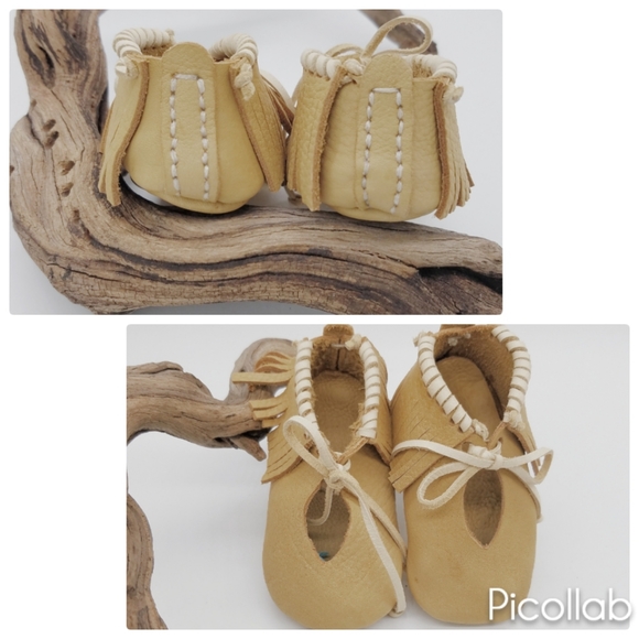 Genuine Leather Baby Fringed Moccasins - Picture 2 of 3